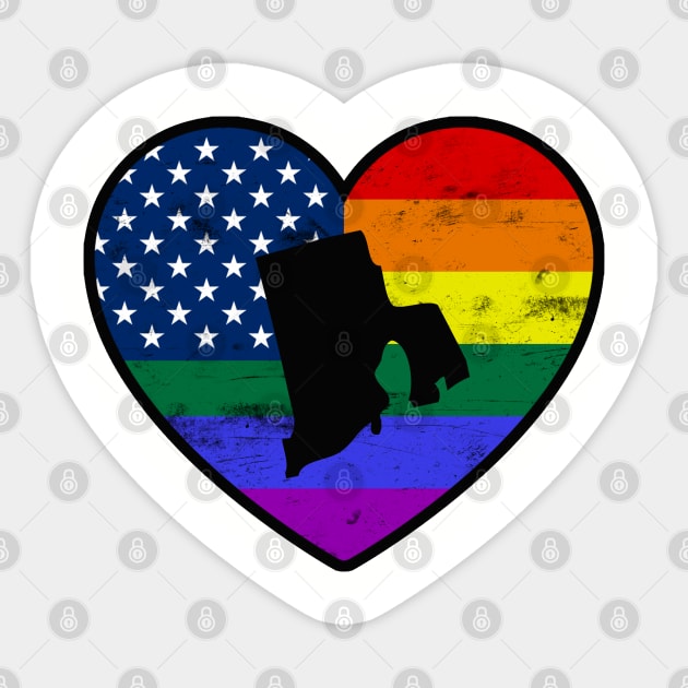 Rhode Island United States Gay Pride Flag Heart Sticker by TextTees